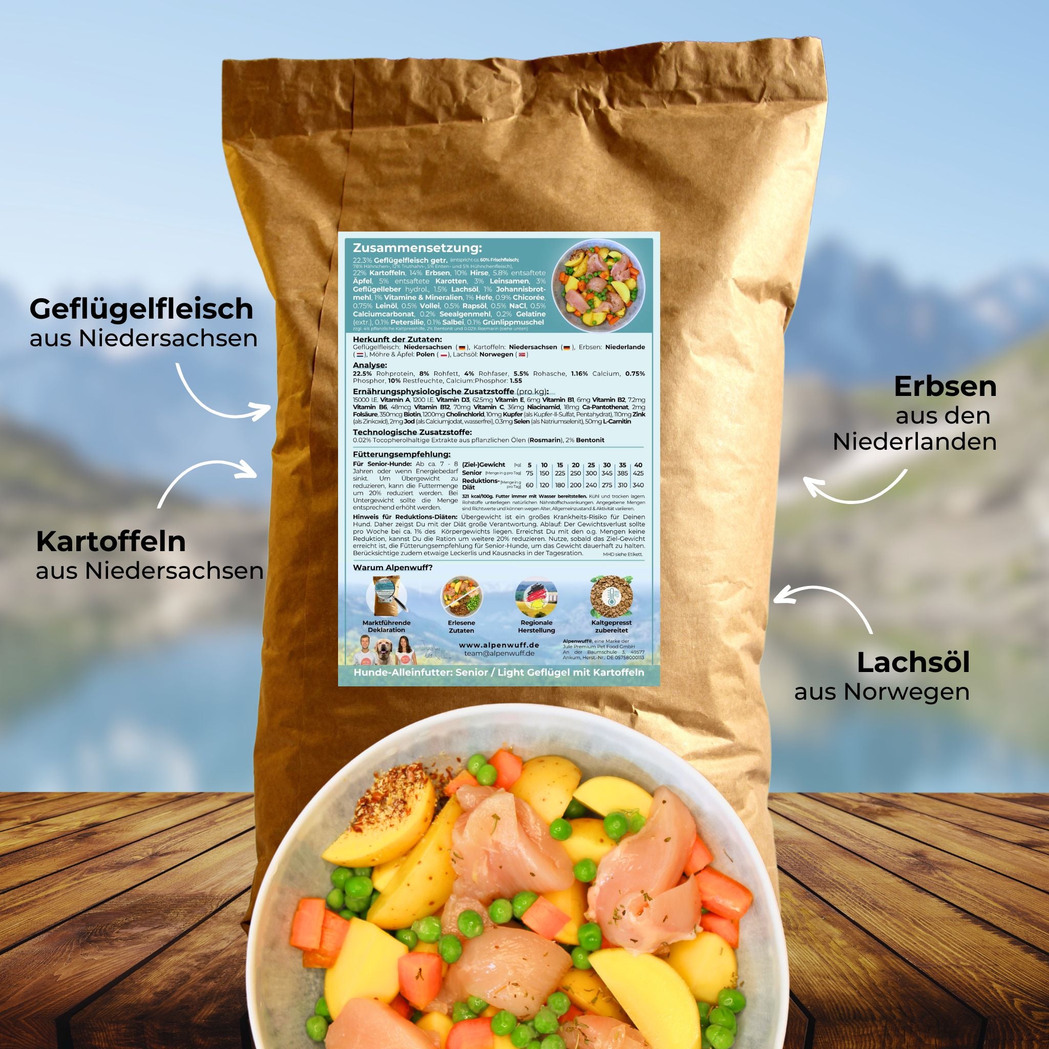 Senior/Light Geflügel mit Kartoffeln & Erbsen