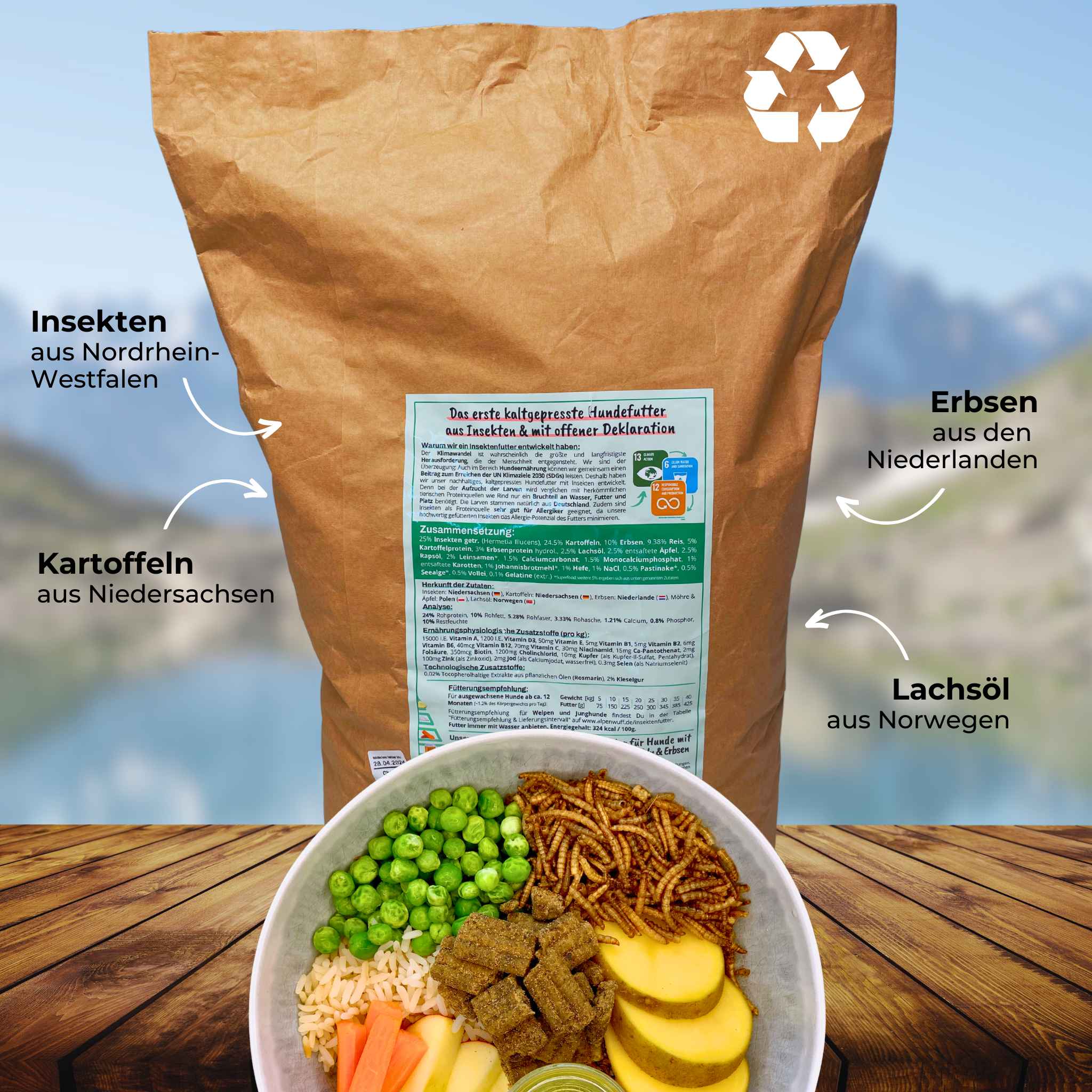Insects with potatoes & peas - hypoallergenic dog food